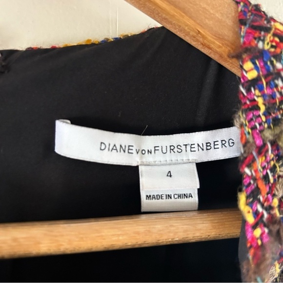 Diane Von Furstenberg Shift Dress with Tweed in Navy sz 4 - Picture 3 of 4